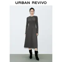 【HOT】UR2025秋季新款女装流光风分割线长袖连衣裙UWG750233