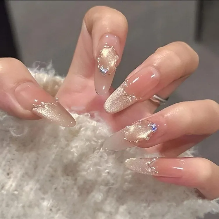 【纸醉金迷】新款纯手工穿戴甲美甲猫眼珍珠温柔显白可拆卸美甲