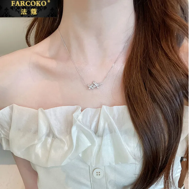法蔻双蝴蝶项链女款轻奢小众高级感双11情人节双12礼物送女友