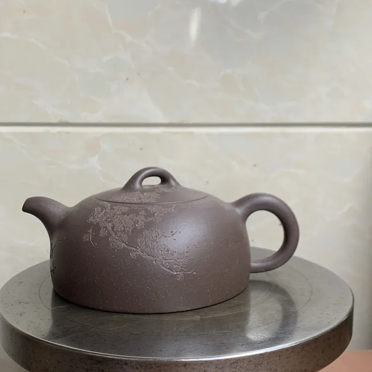 全手工半月卡盖紫茄泥老壶紫砂茶壶精美手制老泥圆壶纯手工紫砂壶