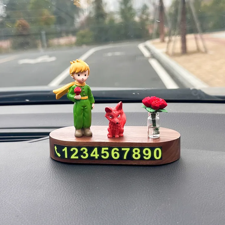 小王子玫瑰挪车电话牌可爱个性临时停车号码牌车载女内饰汽车摆件