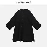 Le Samedi马油叶儿【山本斗篷】造型感双面呢九分袖斗篷式大衣