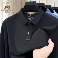 Mexican/稻草人polo衫男款春秋季商务翻领上衣宽松休闲长袖t恤男