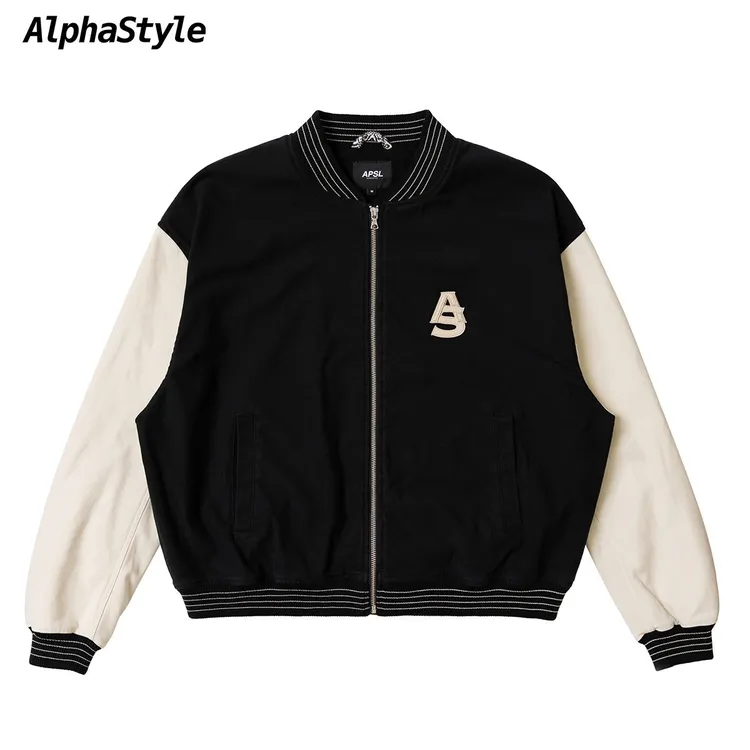 alphastyle潮牌美版宽松运动潮流休闲拼色撞色棒球夹克百搭外套