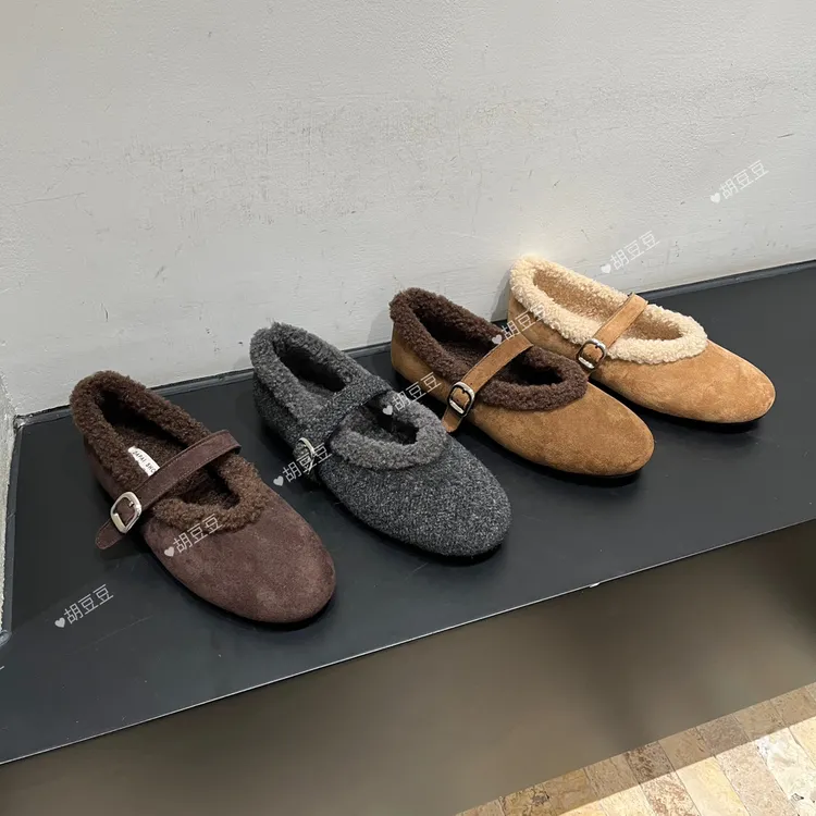 胡豆豆｜慵懒风芭蕾舞鞋毛毛鞋休闲风棉鞋单鞋秋冬M7878