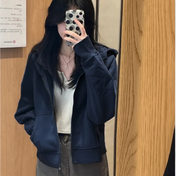 小个子短款正肩早秋季卫衣薄外套女春秋款上衣2024新款爆秋装穿搭