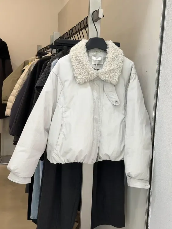 羊羔毛领超好看夹棉棉服女款冬季2025新款洋气独特别致小棉袄外套