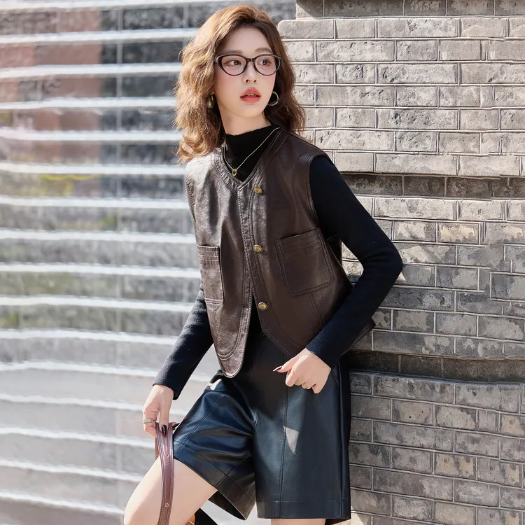 高档气质皮衣马甲外套女款爆款2025新款穿搭皮夹克秋装马夹小个子