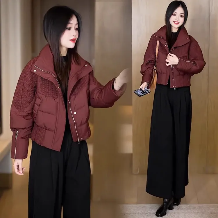 时尚小个子短款棉衣外套女2024冬季新款韩版洋气显瘦保暖羽绒棉服