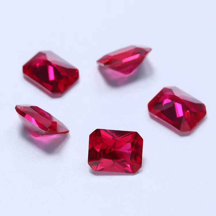 红宝石八角长方异形美甲钻平底方钻5#刚玉饰用于美甲装饰