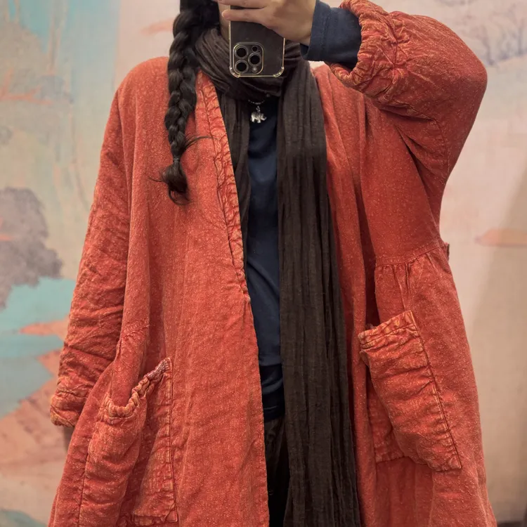 2112高端 冬厚亚麻面料保暖棉服宽大休闲禅意棉袄加厚   加大禅服