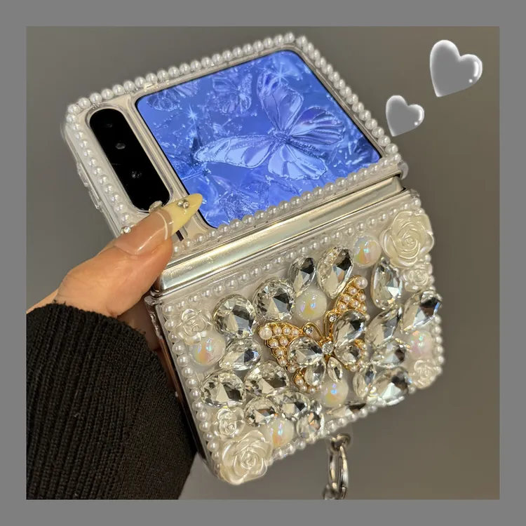 适用华为purax折叠屏手机壳滴胶闪钻purax典藏版水晶山茶花蝴蝶女