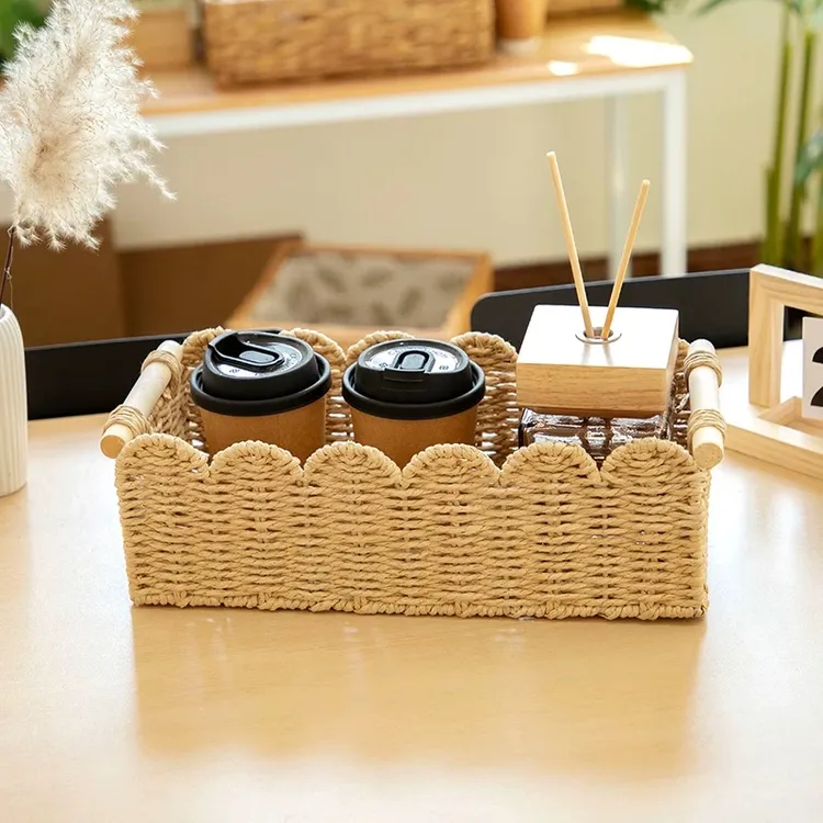 手工编织玩具收纳筐客厅卧室桌面收纳篮茶几零食储物篮家用杂物筐