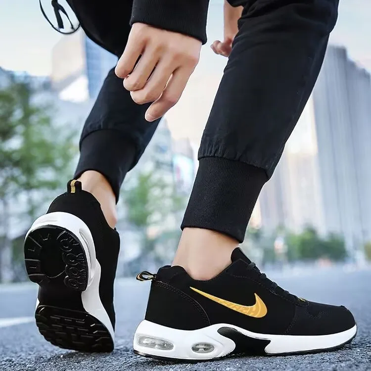 男鞋运动鞋秋季新款休闲鞋皮面软底舒适百搭轻便加绒时尚鞋子男款