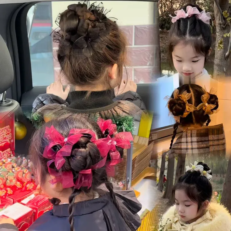 049秋冬马尾丸子头发圈蝴蝶结发饰