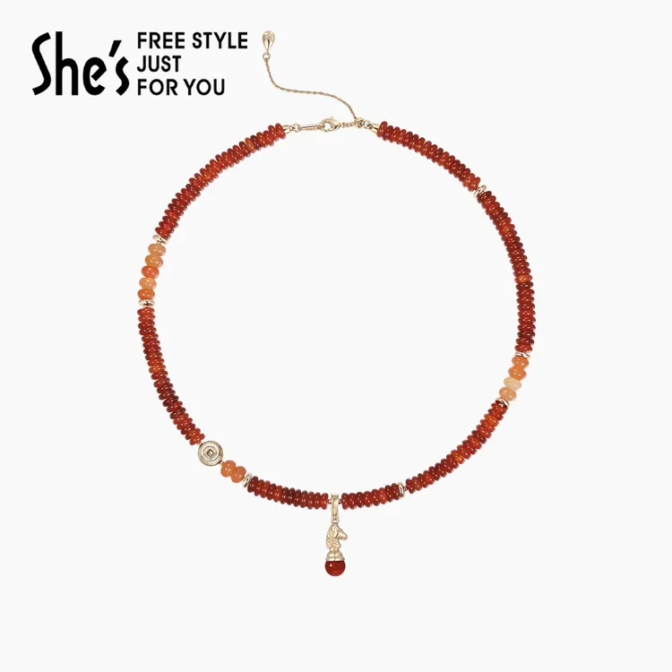 shes茜子意境东方万物有灵金马浮吊坠项链小众设计感锁骨链颈链