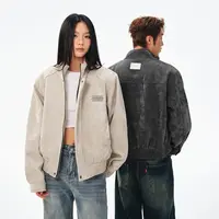 BIPOLAR绒面立领金属标秋季情侣潮流休闲外套 19N029