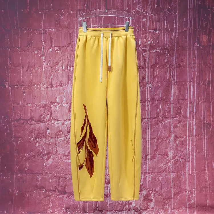 【韩哥女装】《碧云天，黄叶地》栀子黄印花镰刀型阔腿裤5998A