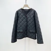 【9-27】PT0142菱形格棉弹牛仔短款棉服PT