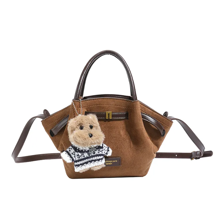 Scarlet Wong磨砂拉链款防水简约风单肩单肩包拼皮手拎包法式