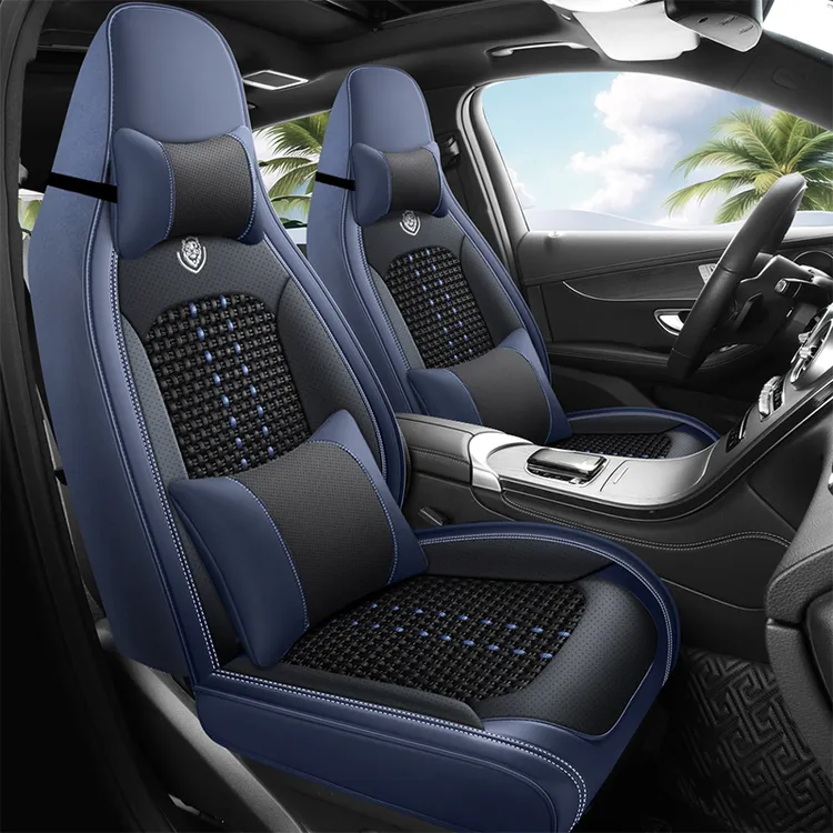 连体头汽车坐垫四季通用夏季冰丝舒适透气汽车座椅套耐磨耐刮秋冬