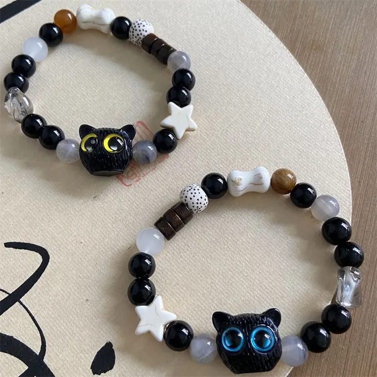 非金属亚克力手链 （黑猫黄眼睛）呆萌小猫手串小众情侣手链送闺蜜
