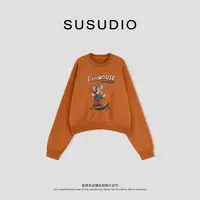  SUSUDIO 秋季圆领加绒卡通米老鼠印花日常舒适长袖卫衣 60034