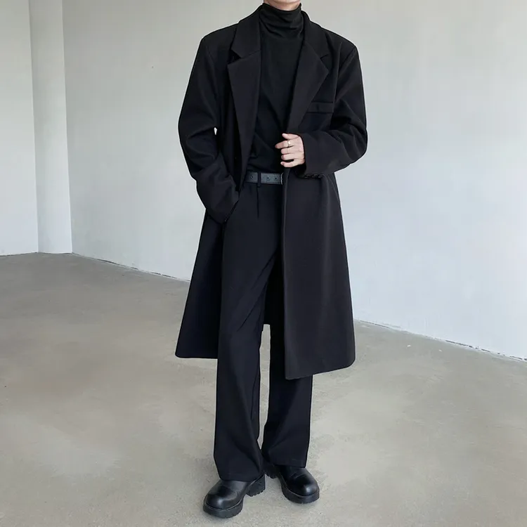 男士外套风衣毛呢大衣潮牌休闲韩版中长款加绒男式外套冬款秋冬款