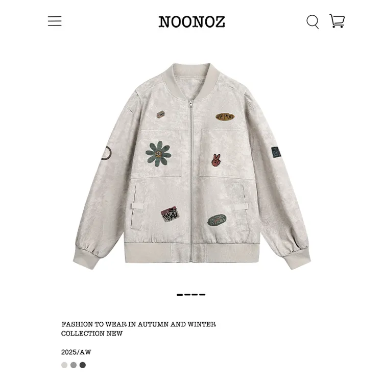 NOONOZ潮牌美式复古趣味贴布飞行员夹克男中性风做旧棒球服外套