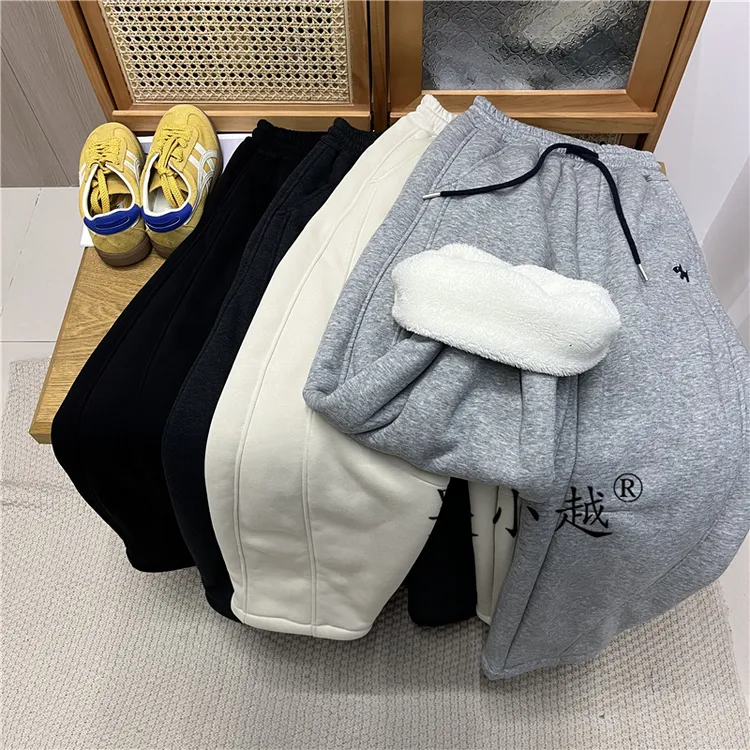 吴小越W1899男童加绒加厚冬款儿童长裤男孩卫裤休闲灰色运动裤