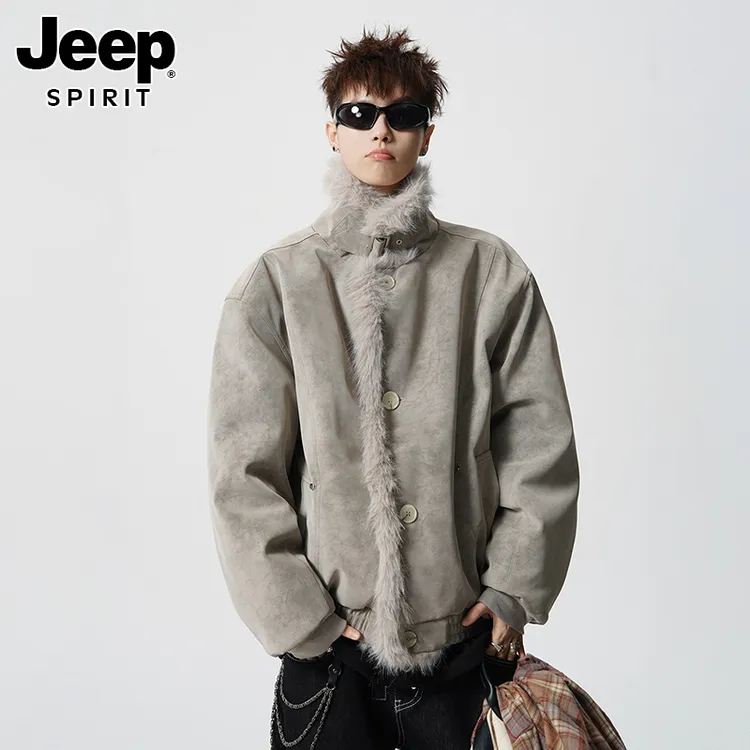 Jeep spirit吉普新款复古座山雕夹克男女短款cleanfit高级感棉服