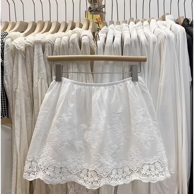 纯棉打底屁帘神器下摆蕾丝半身裙新款白色洋气时尚高腰叠穿遮臀裙