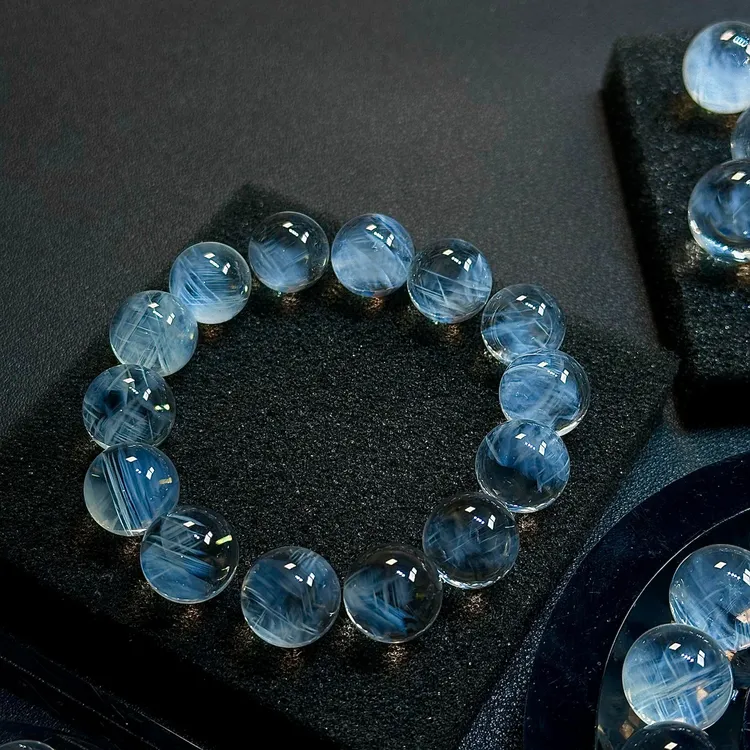 天使羽毛天使之翼异象水晶天然清冷温柔蓝针女手串礼物多样性发一