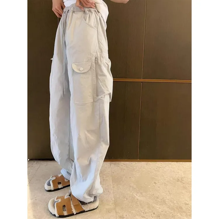 真心舒服！巨推荐！工装裤女秋季新款抽绳宽松休闲裤百搭降落伞裤子
