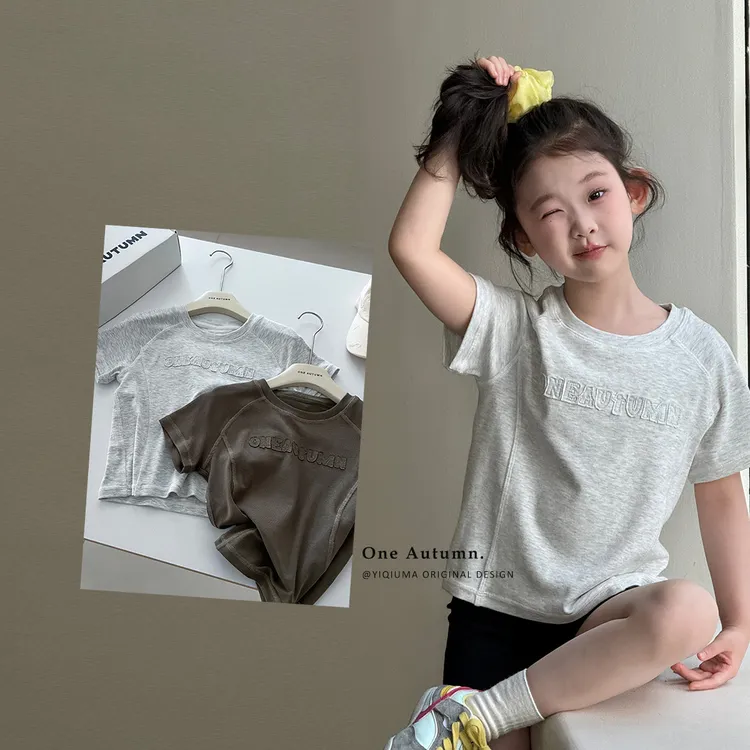 现货「壹秋.ONE AUTUMN」【美学见心】运动修身短袖T女童夏上衣GX842