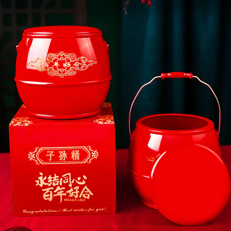 子孙桶结婚用的鸡蛋喜桶红色女方陪嫁物品娘家高档婚庆用品大全