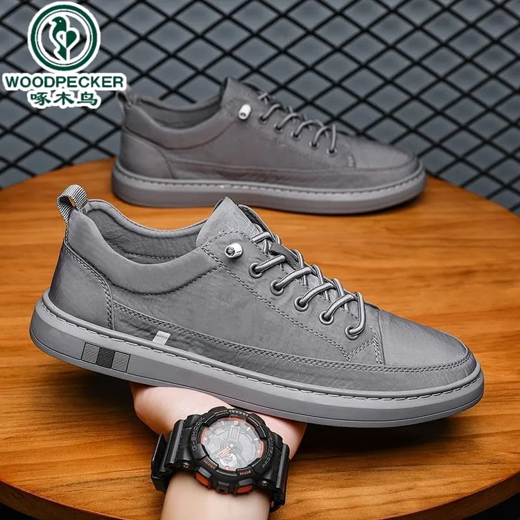 【正品】啄木鸟2025春秋季新品跨境爆款透气休闲男士板鞋百搭软底鞋