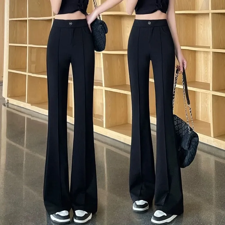 西装微喇裤女2025秋季新款时尚黑色百搭喇叭裤高腰显瘦西装裤5811