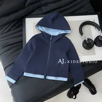 现【云感lulu】阿卷秋装男女童内里撞色休闲连帽外套上衣MPG6732