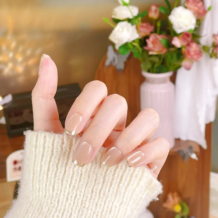 【天际琉璃】穿戴甲手工定制短款裸色法式小穿戴甲片2025新款高级感