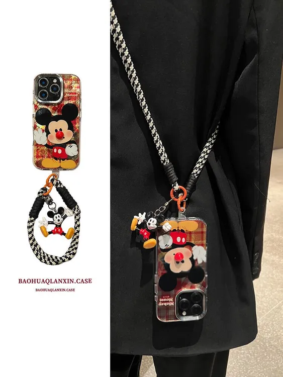 格纹立体红鼻子小鼠适用苹果16promax手机壳15pro新款13pro14pro