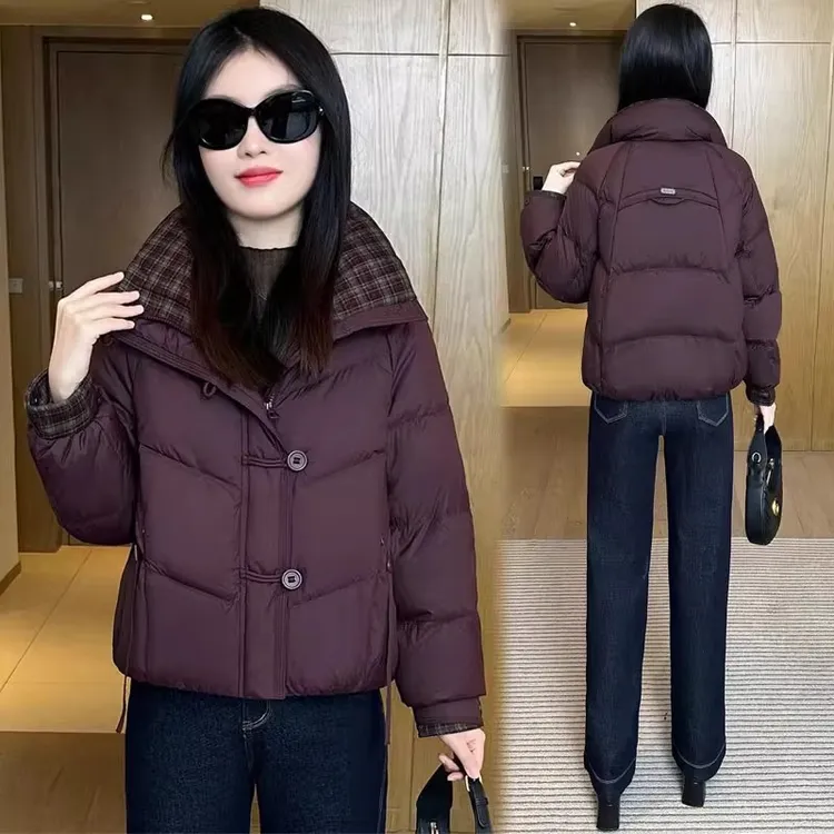 时尚棉服女2025冬季新款时髦洋气立领显瘦小个子短款加厚棉袄外套