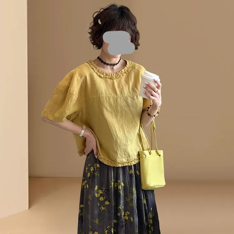 2025夏季新款时尚气质简约宽松短袖上衣百搭减龄显瘦半身裙两件套