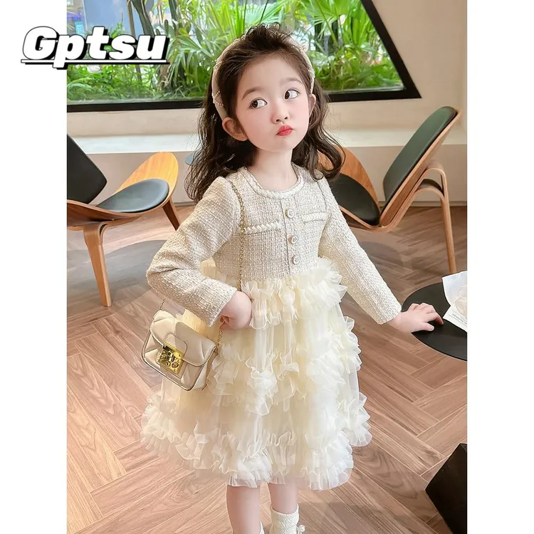 GPTSu女孩小香裙秋装2025新款儿童春秋款洋气超好看的小公主裙女