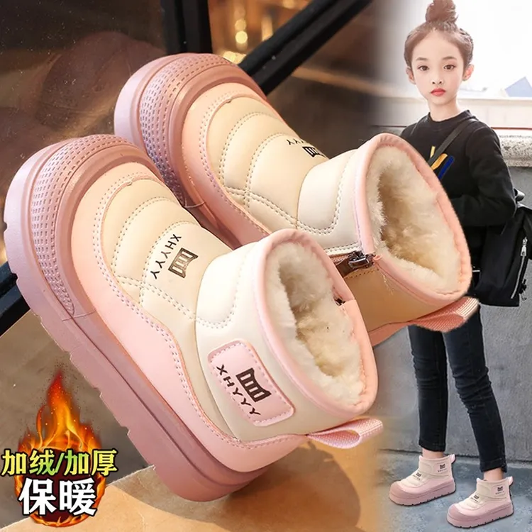 ABC女童雪地棉2025款时尚雪地靴网红爆款简约加厚男童女童雪地靴