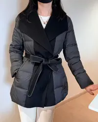 新款拼接系带一手长羽绒服