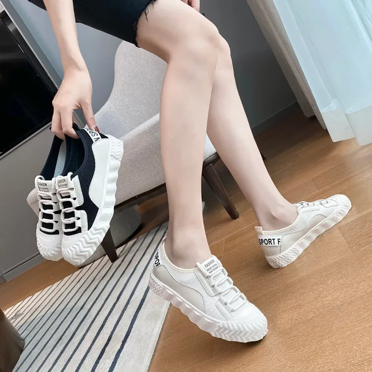 新款女鞋爆款厚底透气百搭女款女鞋秋季小白鞋四季鞋子拼色板鞋