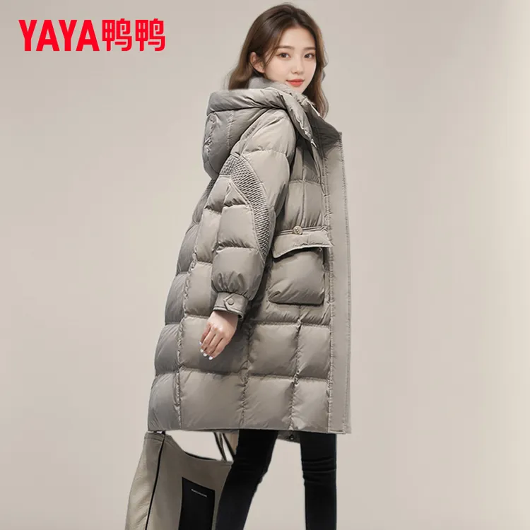 YAYA/鸭鸭中长款保暖羽绒服女士2025冬季新款时尚面包服加厚外套