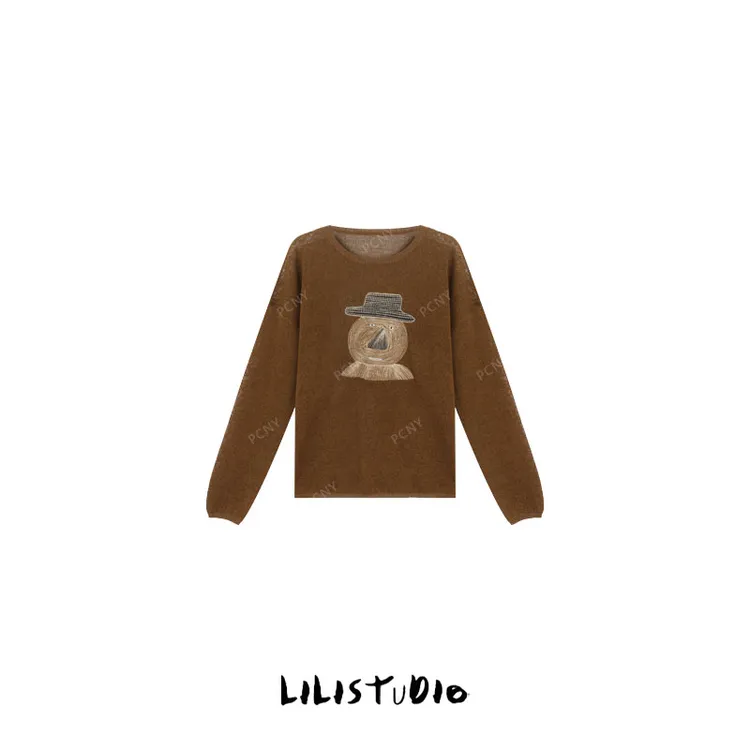 PCNY「秋韵稻草人」不理理夏季新款小众女装时尚刺绣防晒长袖针织衫