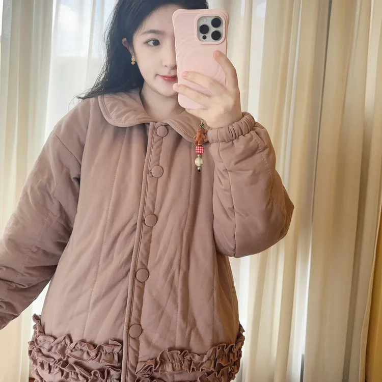 CBLM家200g新疆棉【黑色重工花边】宽松显瘦家居服上衣